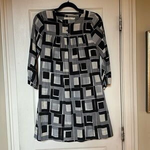 Nili Lotan black, grey and cream asymmetrical fabric, size small